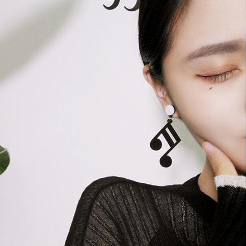 Black Musical Note Women Girls Asymmetric Acrylic Drop Earrings Fashion Jewelry