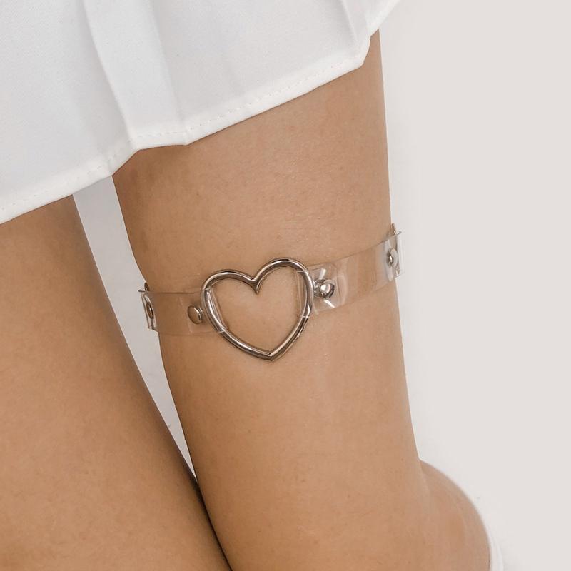 Fashion PU Leather with Heart Decor Leg Chain Women Thigh Chain Gothic Jewelry