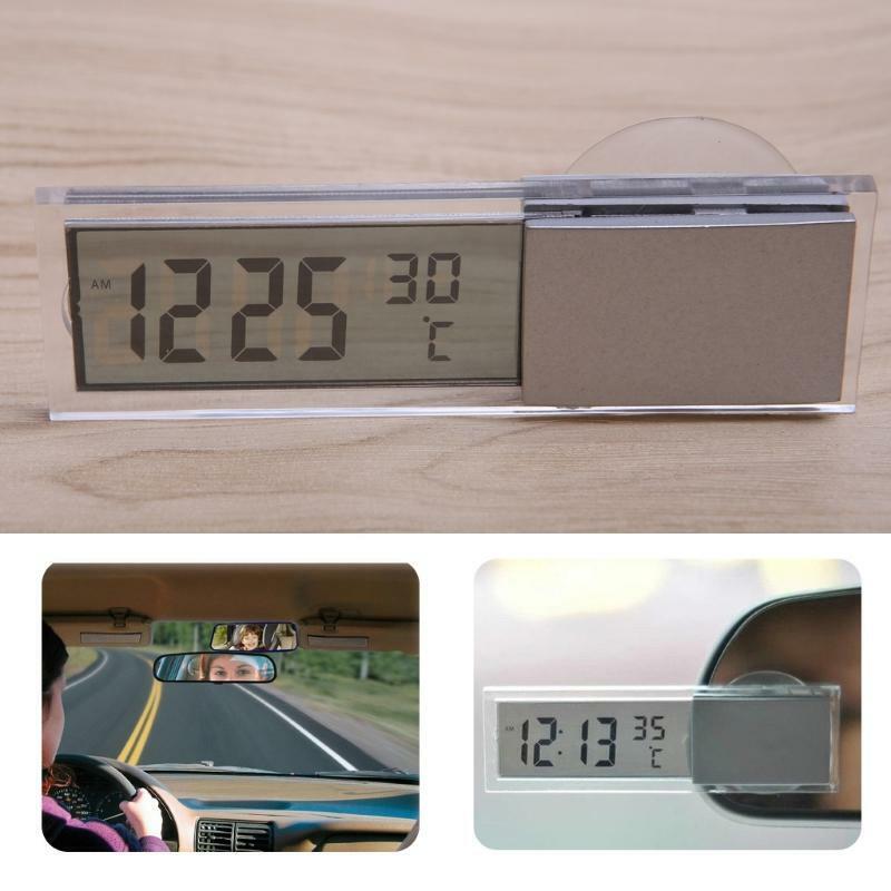 Mini 2 in 1 LCD Digital Auto Car Truck Clock + Thermometer w/Suction Cup