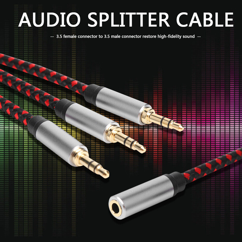 3.5mm Audio Splitter Adapter Cable 1 Female to 3 Male AUX Extension Cord