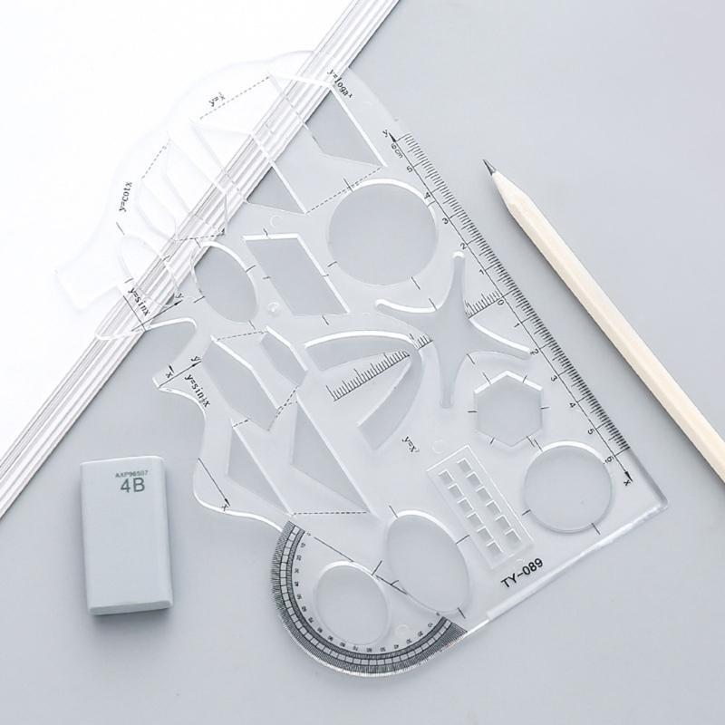 1 Pc Multifunctional Geometric Ruler 7.56x4.53in with Protractor for Geometry