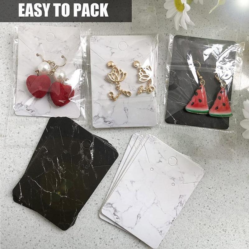 Earrings and Necklace Display Cards Marble Design Earring Display Cards Holder