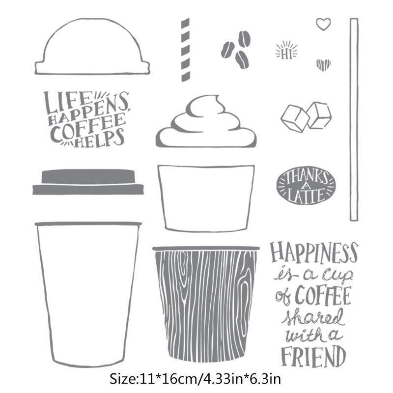 Coffee Cup Silicone Clear Seal Stamp DIY Scrapbooking Emboss Photo Album Decor