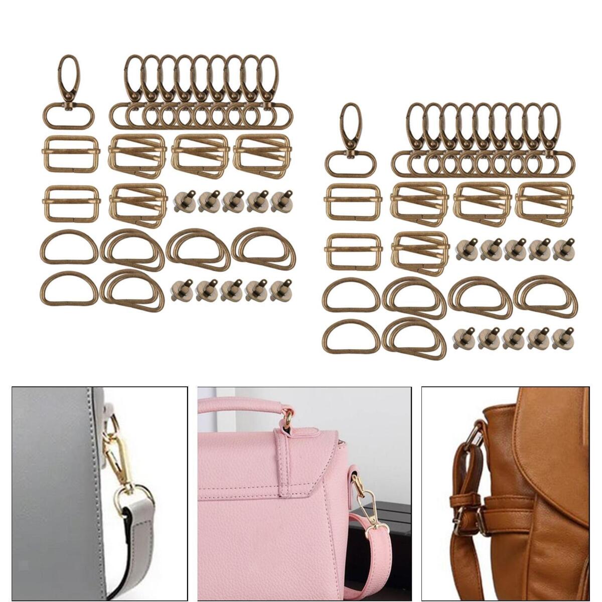 2x Purse Hardware Set D Buckle Snap Hooks Key Chain for DIY Wallet Bag Making