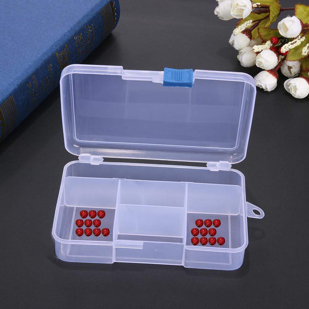 5 Compartments Storage Box w/ Adjustable Dividers and Clip Lock Lid(White)