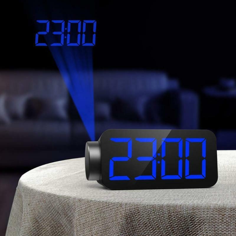 Alarm Clock Projection on Ceiling w/ Large 7 LED Display & Dimmer 180°Projector
