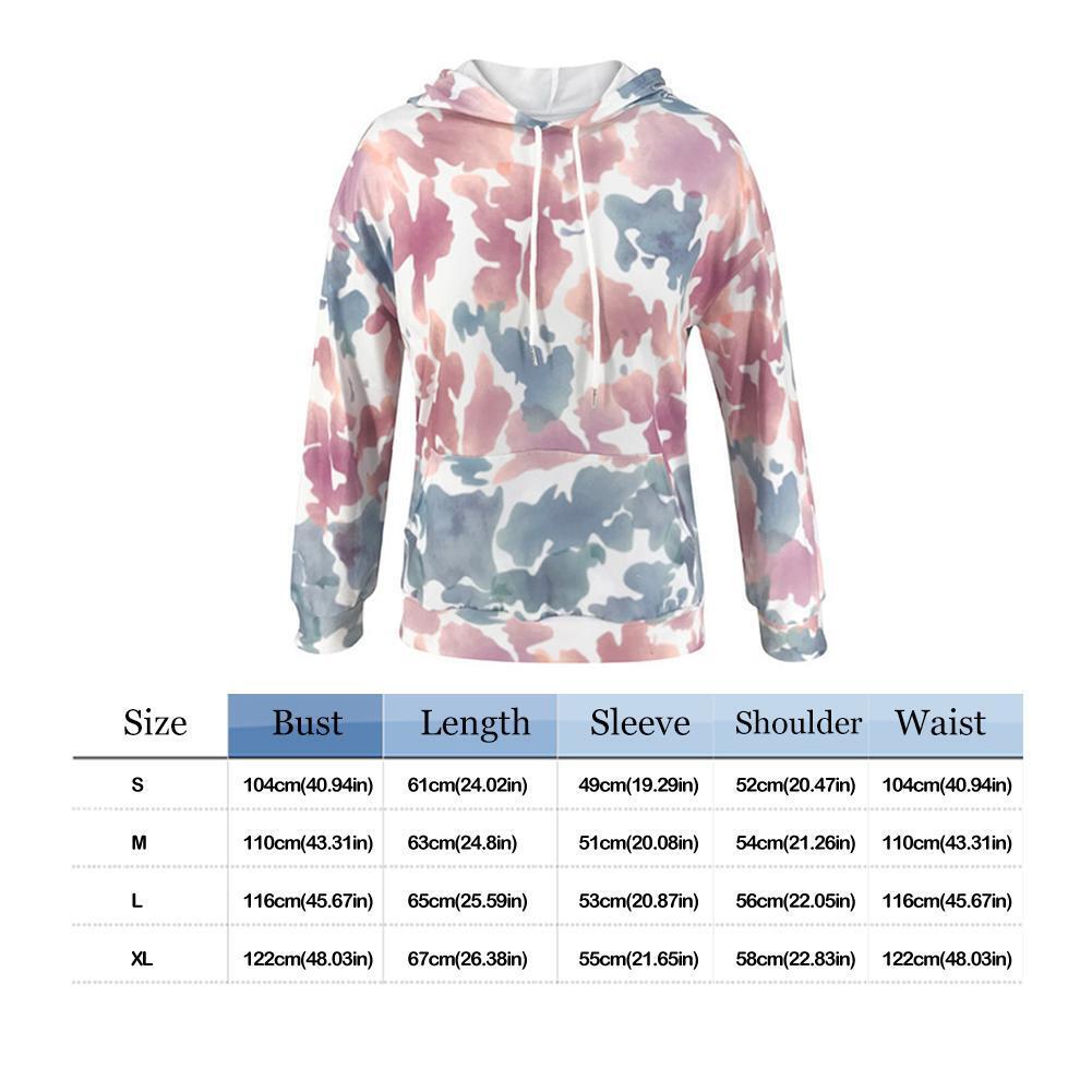 Fashion Women Autumn Loose Long Sleeve Print Hoodies Pocket Pullover (XL)