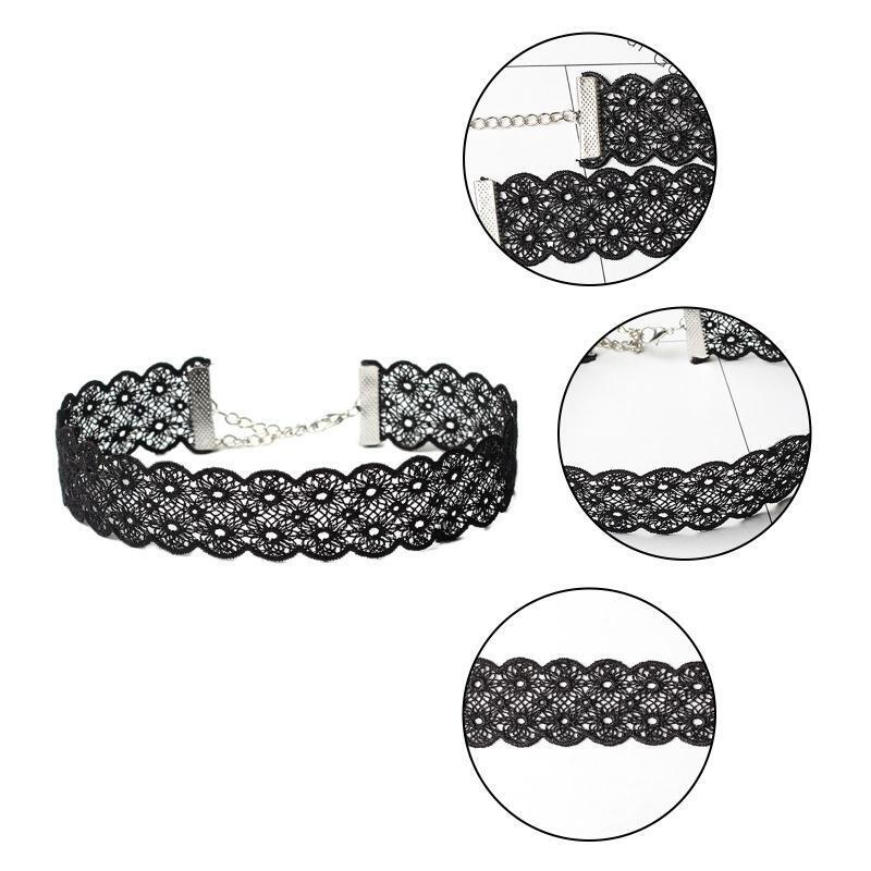 Lolita Choker Collar Goth Lace Choker Necklace Wide Punk Garter Leg Rings