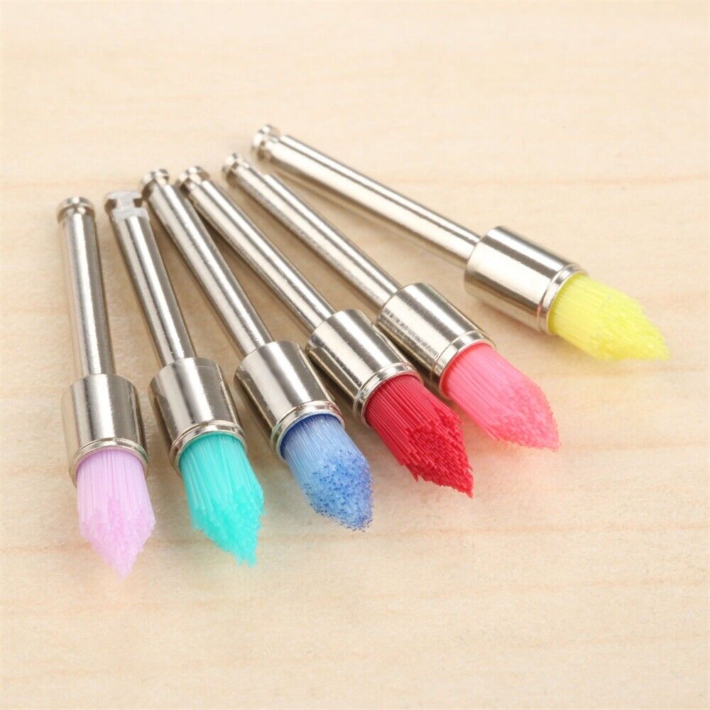 100pcs Mixed Color Dental Prophy Brushes Polishing Taperd Polisher Copper Nylon
