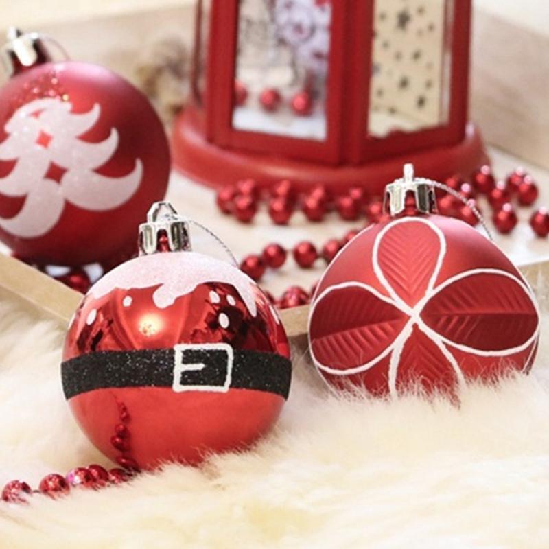 9pcs 6cm Plastic Ball Christmas Ornament Xmas Tree Hanging Pendant Desktop Decor