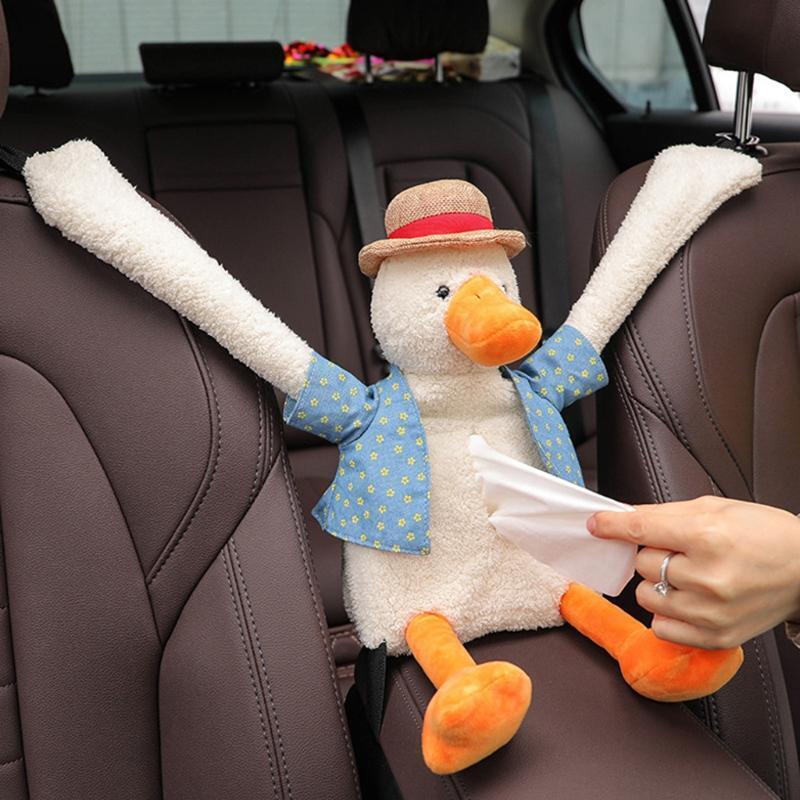 29cm Hand Sewing Duck Tissue Holder w/ Easy Hanging Hook Elastic Band for Office