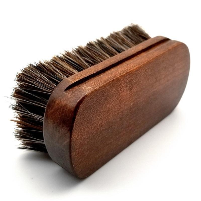 Horsehair Leather Bristles Car Detailing Polishing Buffing Brush with WoodHandle