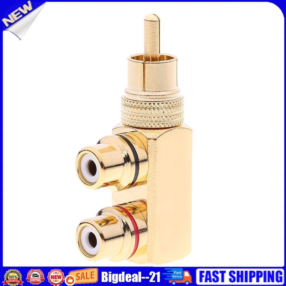 Gun Shape RCA 1 Male to 2 Female AV Audio Video Splitter Adapter Connector