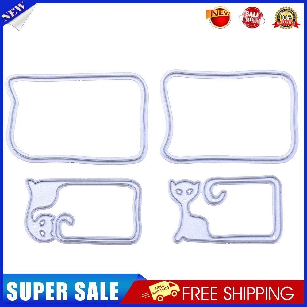 4pcs Cat Message Box Metal Cutting Die Scrapbooking Stencil DIY Album Decor