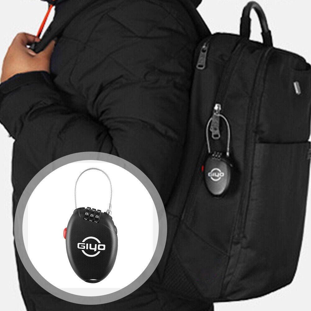 3 Digit Combination Lock with 2 Feet Retractable Steel Wire Bike Cable Lock