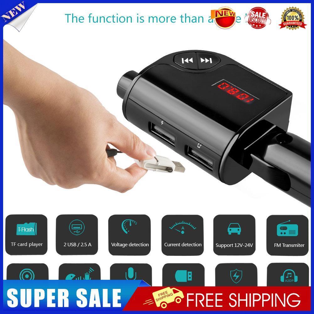 Dual USB Port Car Charger Bluetooth-compatible Handsfree Kit FM Transmitter