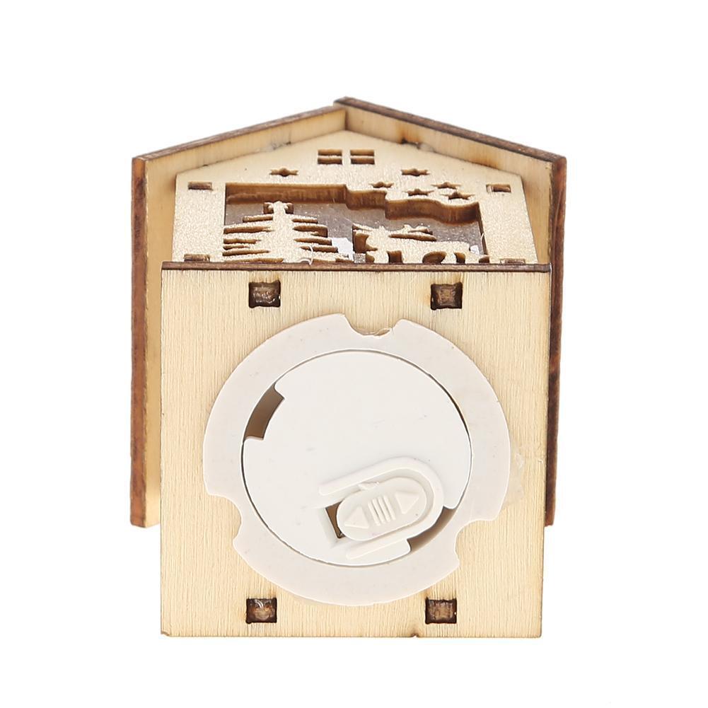Cute Mini Wood Hollow House Christmas Light Tree Hanging Decor (Deer)