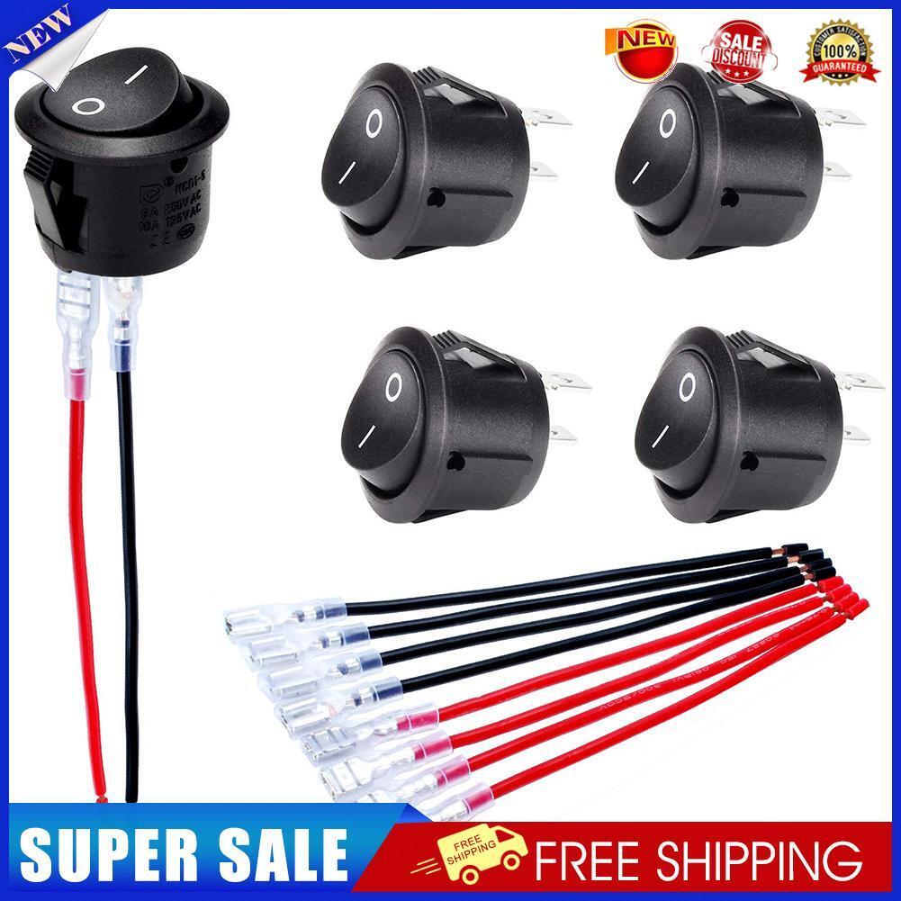 5pcs Round Rocker Switch ON Off DC12V-24V Toggle Switch for Car Automotive