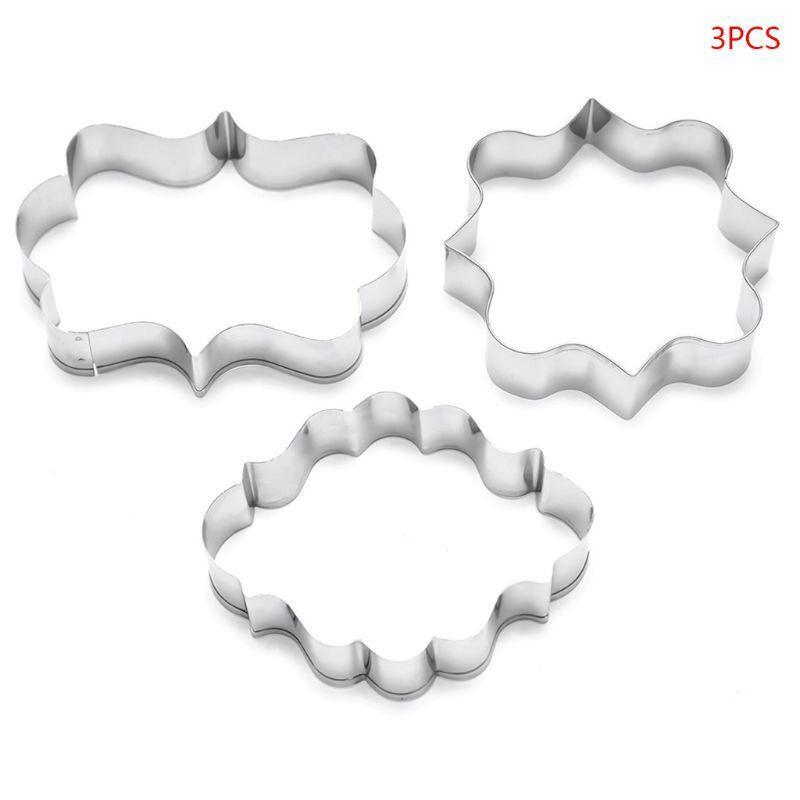 3Pcs Stainless Steel Sugar Biscuit Mold Cookie Cutter Frame Decorating Baking
