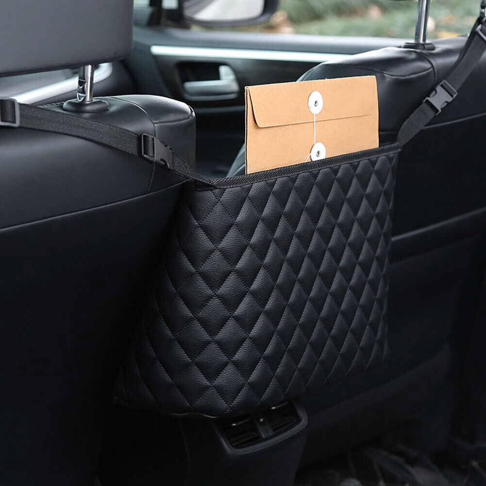 Interior Car Storage Pocket Seat Back Crevice Handbag Leather Organizer