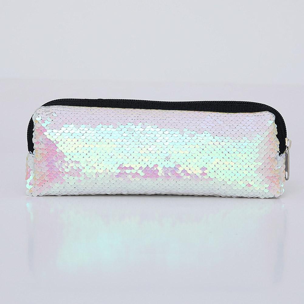 Fish Scale Sequins Cosmetic Bags Women Pouch Students Pencil Case (Pink)