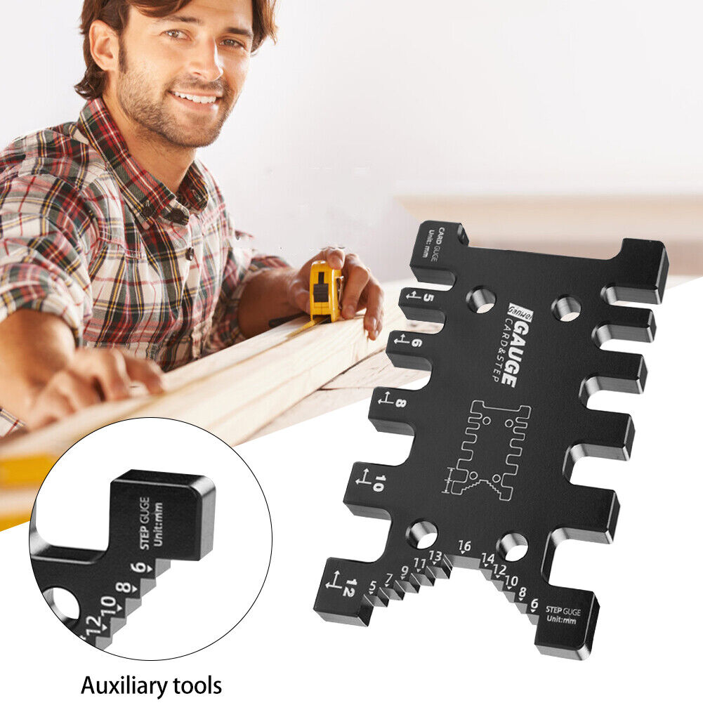 Woodworking Tenon Caliper Measuring Ruler Metric Imperial Card Gauge Router