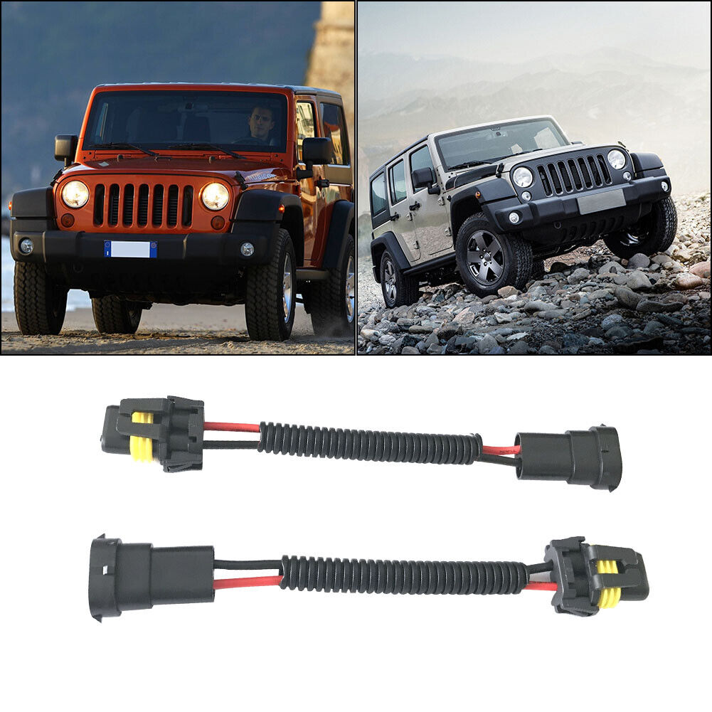 2pcs H11 Male to 9005 9006 Female Wiring Harness Headlight Adapter Socket