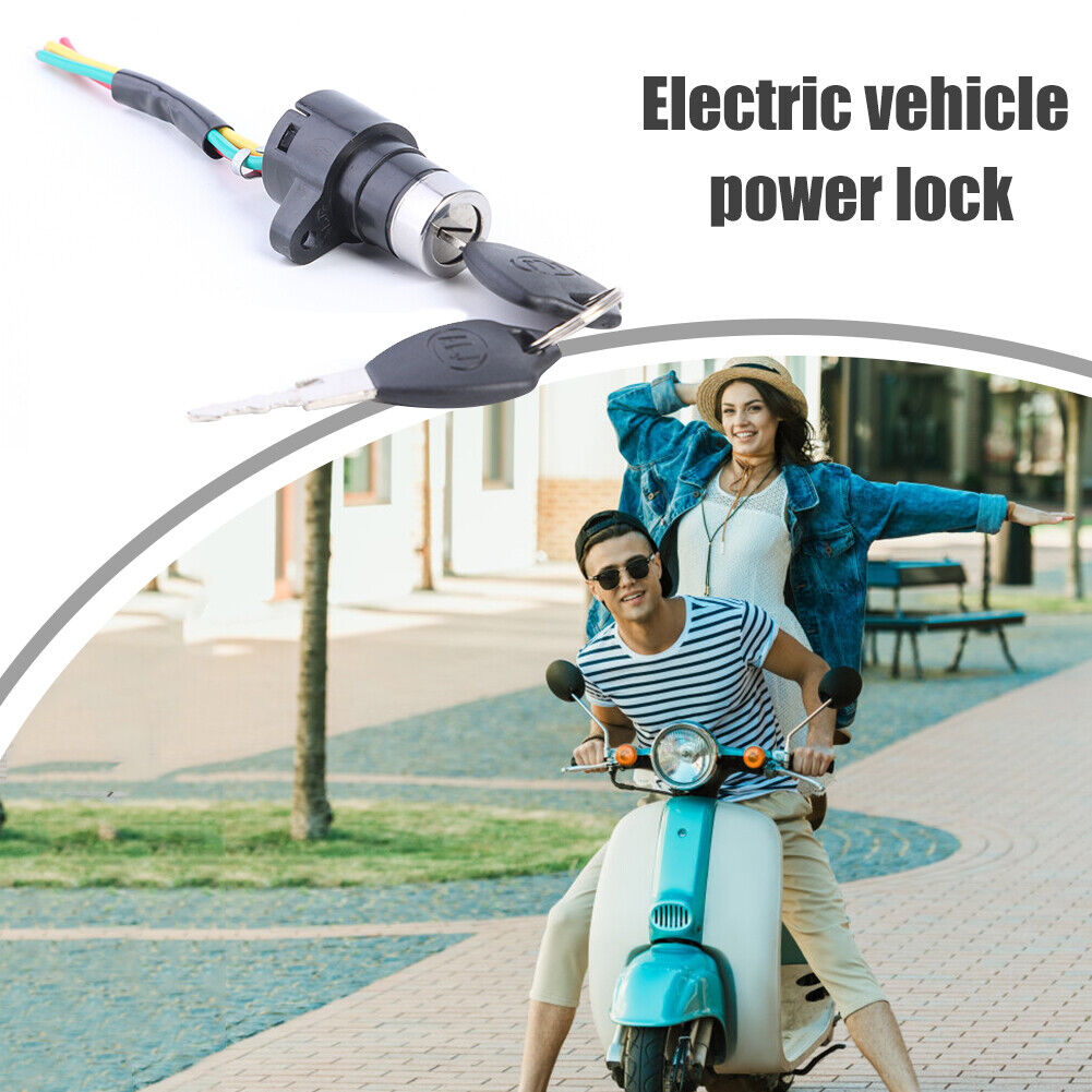 Electric Bicycle Ignition Switch Key Power Lock for Electric Scooter (S)