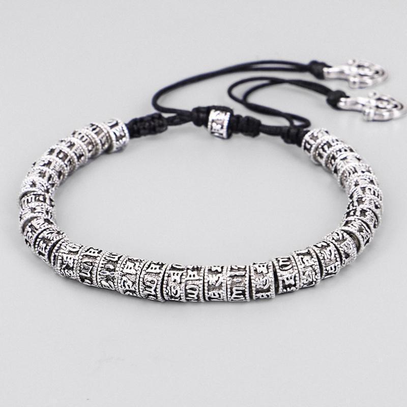 Tibetan Buddhism Six Word Mantra Bracelet Handmade Rope Knot Amulet Bracelets