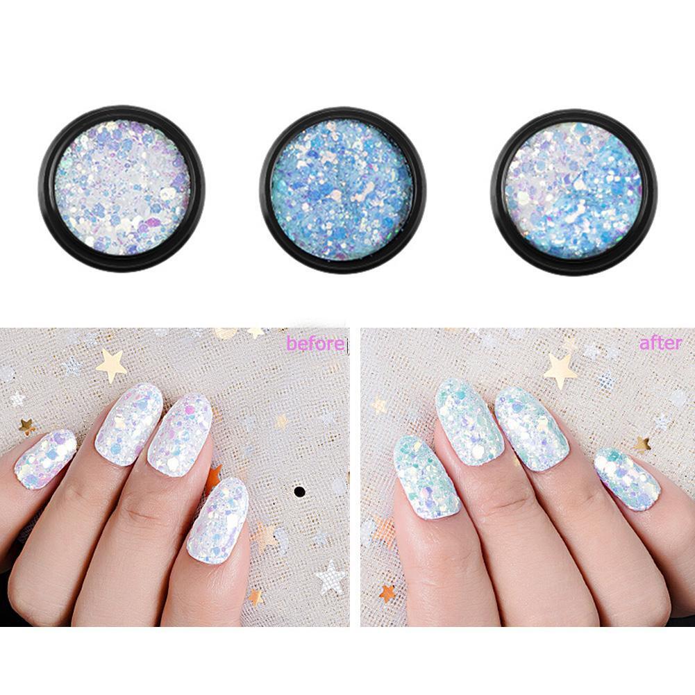 1 Box UV Gradient Nail Sequins Flakes Makeup Mixed Glitter Powders (B014)