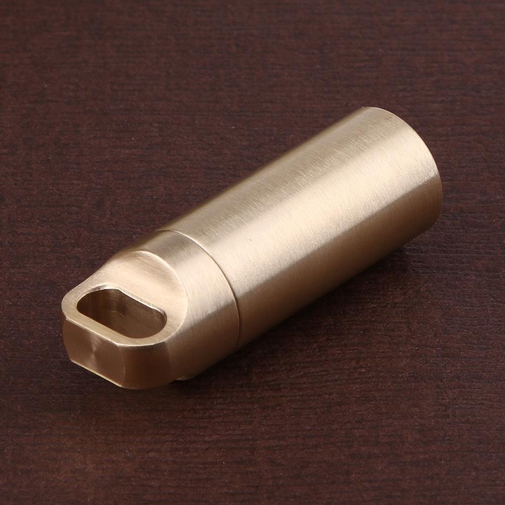 Waterproof Brass Medicine Bottle Drug Holder Pill Container Keychain(Small)