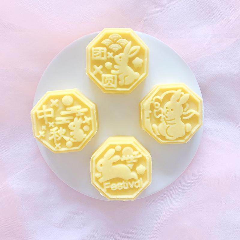 Octagonal Side Rabbit Shape Pattern Mung Bean Cake Mooncake Hand-pressing Moulds