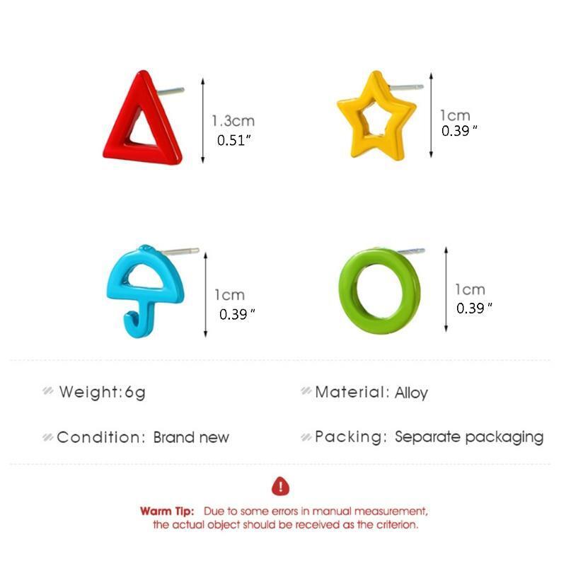 Simple Color Geometric Earrings Set Sweet and Fun Small Fresh Fashion Earrings