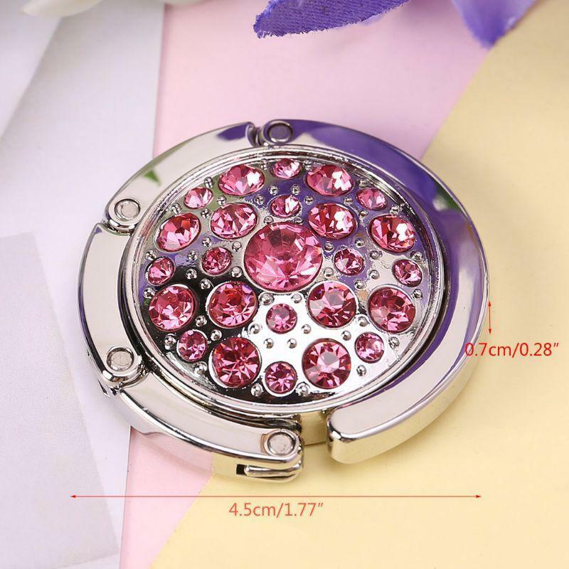 Round Foldable Purse Bag Rhinestone Hanger Handbag Table Desk Hook Tote Holder