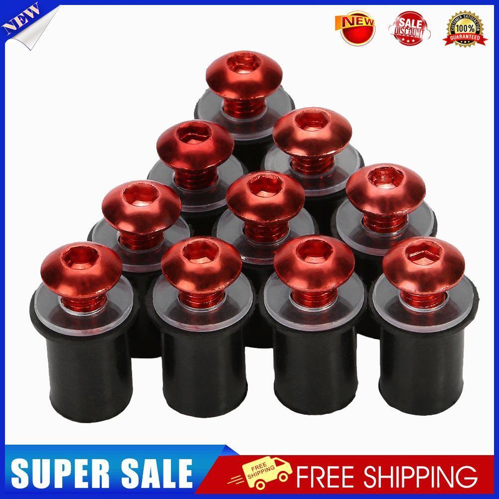 10pcs 5mm/0.20in Motorcycle Windscreen Windshield Bolt Screw Kit (Red)