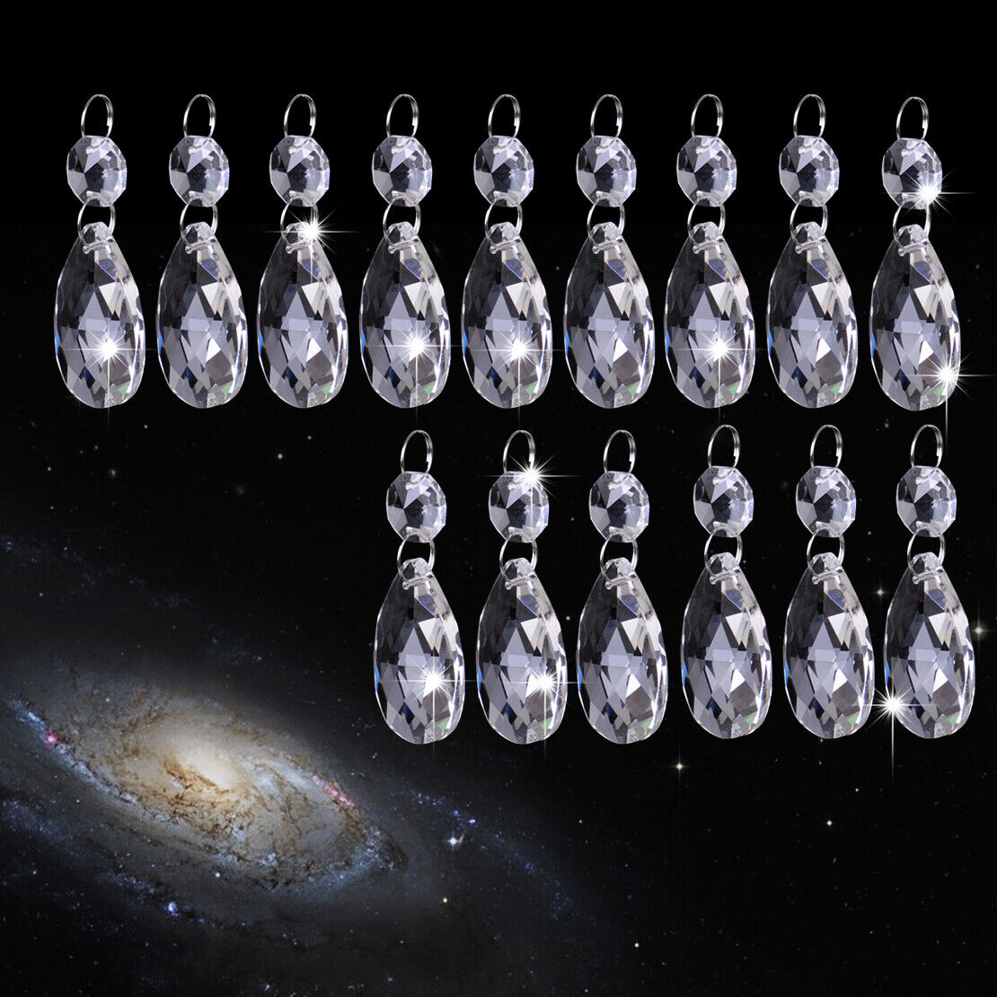 15x 38mm Clear Glass Crystal Chandelier Bead Drops Prisms Hanging Pendant Li