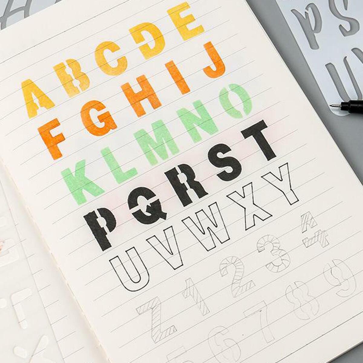 20Pcs Alphabet Letter Number Stencils Templates Stationery Drawing Art Painting