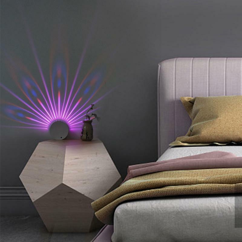 Creative Colorful Peacock LED Projection Lamp Remote Control Color Change Light
