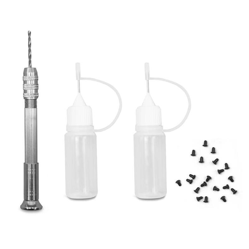 Steel Hand Drill With Empty Oiling Bottle & 20 Silicone Caps Pin Vise for Molds