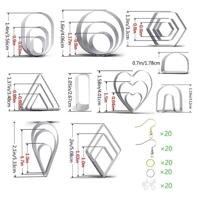 138 Pcs Polymer Clay Cutters Earring Cutters DIY Jewelry Making Art Crafts