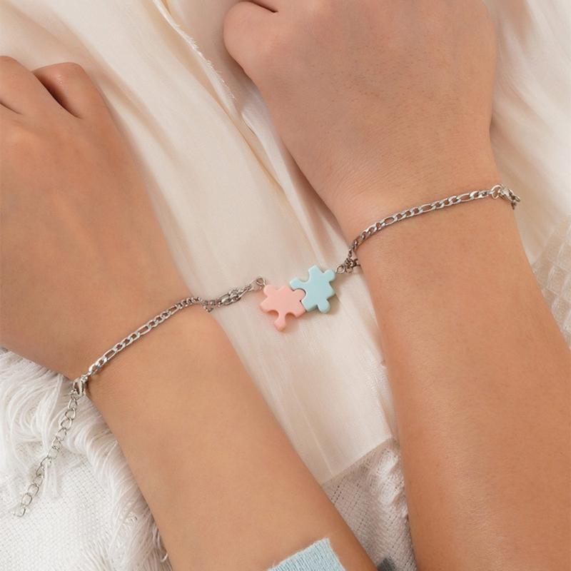 Splicing Bracelet for Couples Stainless Steel Chain Men's Women's Charm Jewelry