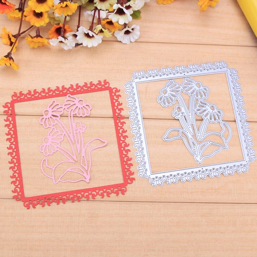 2pcs Square Frame DIY Cutting Dies Stencils Scrapbook Embossing Album Gifts