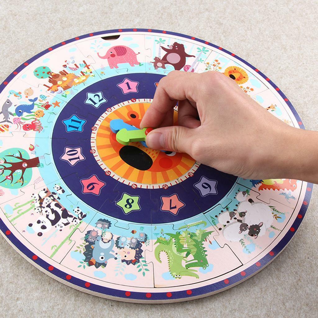 Wooden Jigsaw Puzzle Clock Teaching Clock Blocks  Educational
