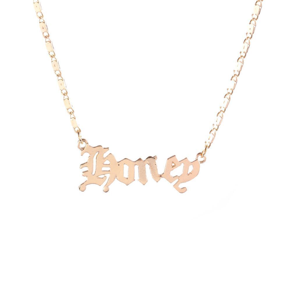Gifts Princess Blessed Honey Angel Babygirl Bib Necklace Letter Pendants