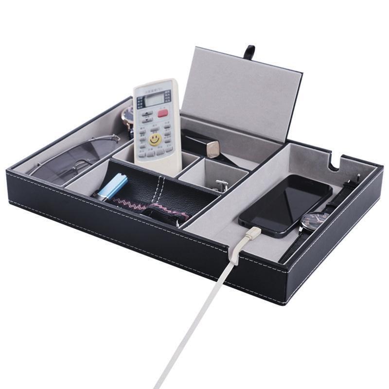 Valet Tray for Men EDC Nightstand Table Charging Station Catch All Dresser Tray