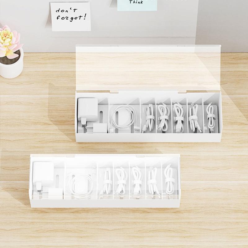 Charge Cable Storage Box with Transparent Lid Plastic Earphone USB SD Card