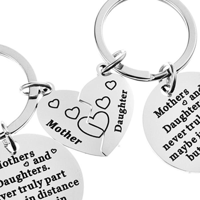 2PCs Best Friend Keychain Rings Mothers and Daughters Heart Puzzle Keyrings
