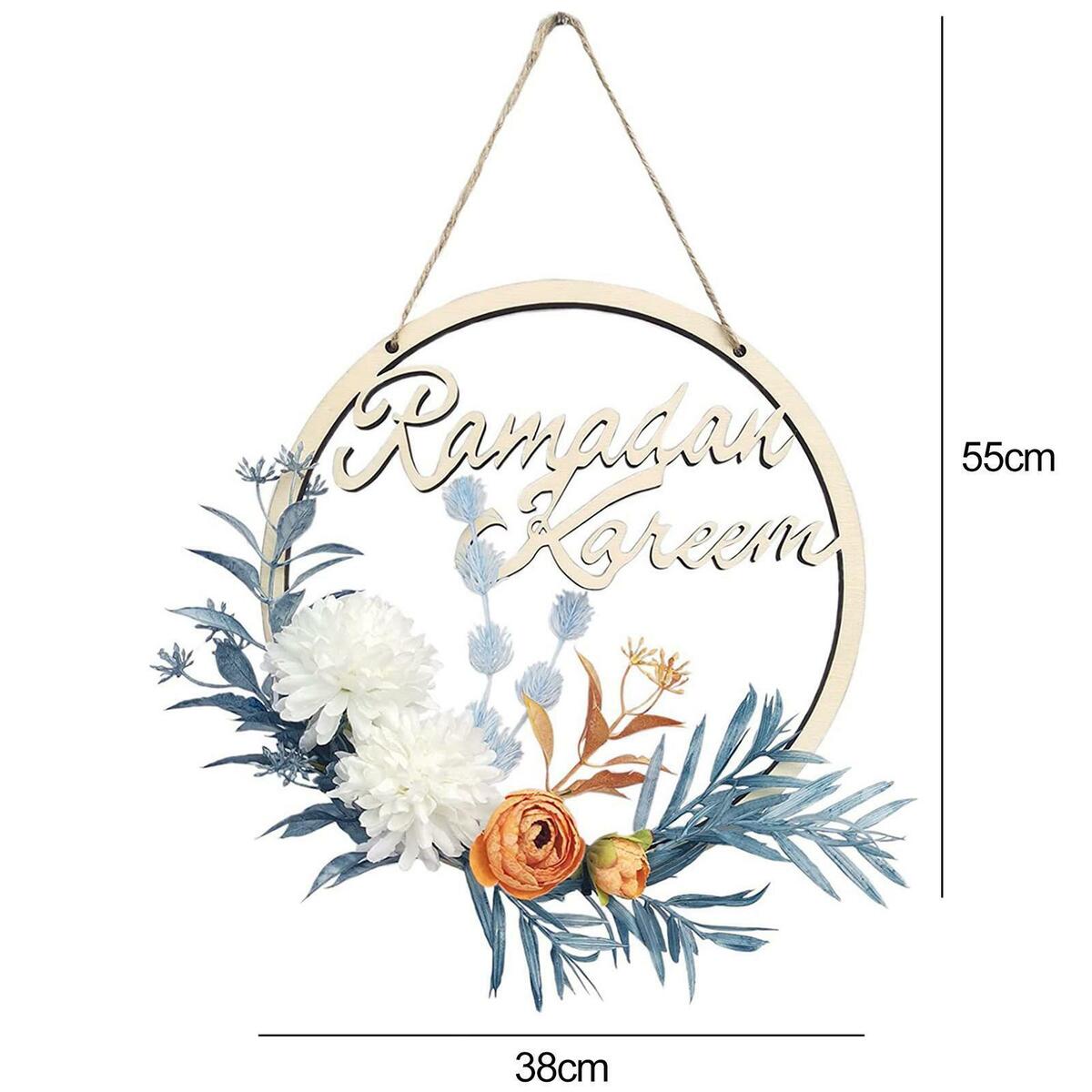 Eid Ramadan Wreaths  Signs Decorative for Celebration Window Farmhouse
