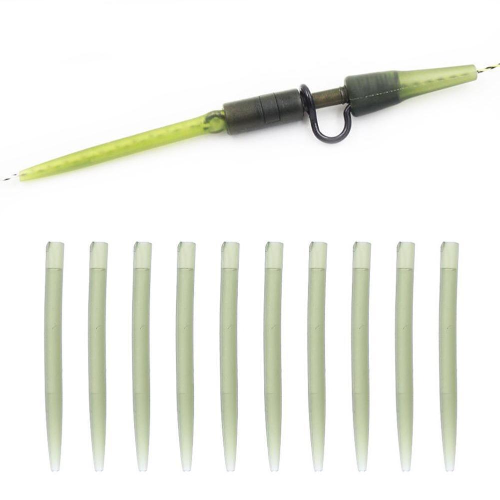 Rubber Tip Tube Anti Wrap Sleeve Connect with Fish Hook Dark Green (40pcs)