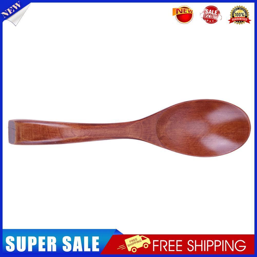 1pc Wooden Spoon Creative Lacquer Tableware Porridge Soup Spoon(Brown)